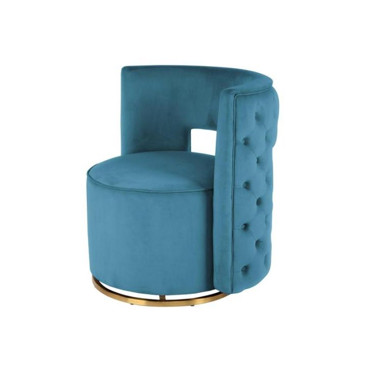 Designer fauteuil in petrol - 360 graden draaibaar, fluwelen bekleding, zacht comfortabel elegant luxe woonkamer slaapkamer kleedkamer
