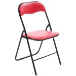 Felix, set van 2 klapstoelen, gestoffeerd, keukenstoelen met metalen frame, kunstleer, pvc-zitting, opklapbaar, campingstoelen, kleur: rood/zwart