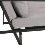 Bank 2-zits met armleuningen en rugleuningen, gestoffeerde fauteuil, meerzitsbank, metalen frame, linnen, elegante retro stoel, vintage, voor woonkamer, receptie, café (taupe, 114