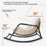 Moderne extra grote patio schommelstoel met hoge rugleuning fauteuil voor woonkamer slaapkamer comfortabele zijstoel met 420 lbs ondersteuning en ijzeren frame (grijs zwart, 92 x 1