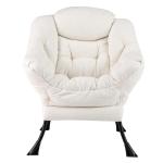 Fauteuil, gestoffeerd, relaxstoel met armleuningen en zijzak, loungestoel, televisiestoel, oorfauteuil voor woonkamer, slaapkamer, kantoor (beige)