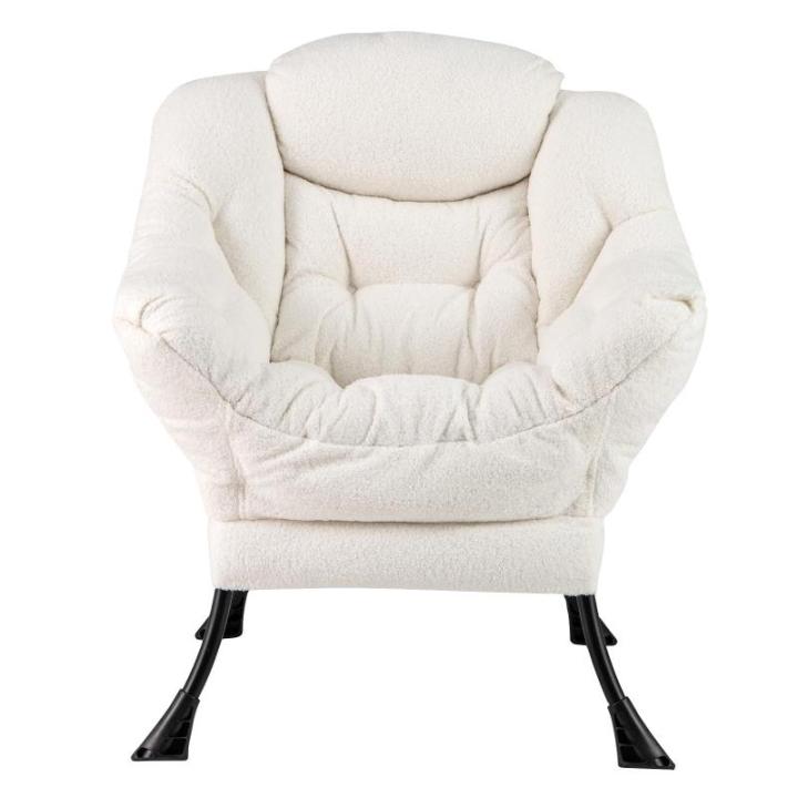 Fauteuil, gestoffeerd, relaxstoel met armleuningen en zijzak, loungestoel, televisiestoel, oorfauteuil voor woonkamer, slaapkamer, kantoor (beige)