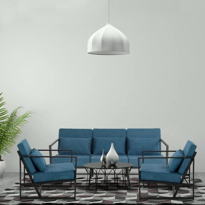 Bank 2-zits met armleuningen en rugleuningen, gestoffeerd, meerzitsbank, metalen frame, linnen, elegante retro stoel, vintage, voor woonkamer, receptie, café (blauw, 114 x 72 x 72