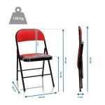 Tudela 803003 Klapstoel, gestoffeerd, kunstleer, rood, bezoekersstoel, inklapbaar, tot 130 kg belastbaar
