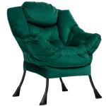 Relax Fauteuil Woonkamer Stoel Slaapkamer Stoel Lounge Stoel met Armleuningen Leesstoel Accentstoel met Stalen Frame, Groen