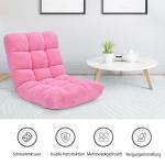 Vloerstoel met verstelbare rugleuning, gestoffeerd, vloerkussen, opvouwbaar, meditatiestoel, relaxstoel, Thais kussen voor vrije tijd, meditatie, yoga (roze)