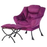 Lazy Chair met voetenbank, moderne lounge-accentstoel met armleuningen en een zijzak, casual gevoerde bankstoelset, leesstoel met voetensteun voor kleine ruimte, hoekstoel