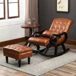 Ergonomische verstelbare lederen schommelstoel - moderne fauteuil voor slaapkamer woonkamer - enkele luie stoel, gestoffeerd ontwerp