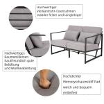Bank 2-zits met armleuningen en rugleuningen, gestoffeerde fauteuil, meerzitsbank, metalen frame, linnen, elegante retro stoel, vintage, voor woonkamer, receptie, café (taupe, 114