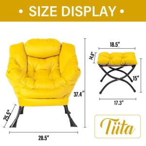 Lazy Chair met voetenbank, moderne grote accentloungestoel, vrijetijdsbank, armstoel met voetenbank voor slaapkamer, woonkamer, tuin, tuin en tuin
