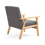 Set van 2 gestoffeerde stoelen van cocktailkuipstoel, enkele bank, elegante retro stoel, massief houten structuur voor woonkamerontvangst slaapkamer (grijs, 2)