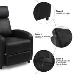 Televisiestoel, elektrische massagestoel, relaxstoel, tv-stoel met ligfunctie, ruststoel, leer (zwart)