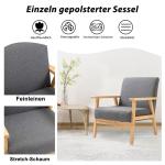 Set van 2 gestoffeerde stoelen van cocktailkuipstoel, enkele bank, elegante retro stoel, massief houten structuur voor woonkamerontvangst slaapkamer (grijs, 2)