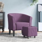 Kuipstoel met voetenbank stof paars, fauteuil, relaxstoel, fauteuil stoel, relaxfauteuil, leesstoel, woonkamer stoel, lounge fauteuil