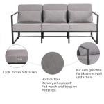 Gewatteerde fauteuil, bank, 3-zits, meerzitsbank, metalen frame, linnen, zachte zitting, elegante retro stoel voor woonkamer, receptie, café (taupe, 168 x 72 x 72 cm)
