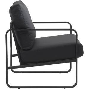 Lounger Manea Relaxstoel van kunstleer of stoffen bekleding, met stabiel metalen frame, gevoerde clubstoel, kleur: zwart, materiaal: kunstleer