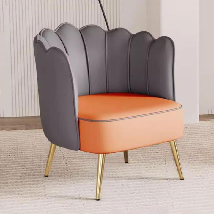 loungestoel, comfortabele stoel voor slaapkamer, ijdelheidsstoel moderne enkele sofa stoel bank accentstoel, gestoffeerde vatstoelen patchwork stof fauteuil dik kussen (kleur: grij