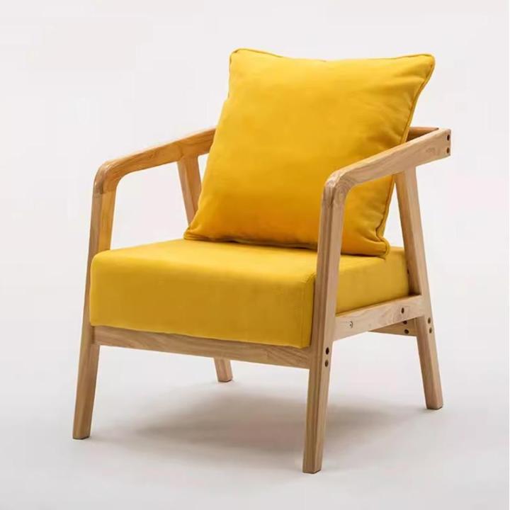 Moderne Massief Houten Frame Fauteuil met Zacht Kussen voor Woonkamer Slaapkamer Lezen en Kantoor Gezellige Lounge Stoel