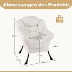 Fauteuil, gestoffeerd, relaxstoel met armleuningen en zijzak, loungestoel, televisiestoel, oorfauteuil voor woonkamer, slaapkamer, kantoor (beige)