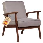 Fauteuil Roma, vuilafstotend, in Scandinavische stijl, woonkamerstoel, massief hout, slaapstoel (grijs/walnoot)