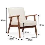 Fauteuil Roma, vuilafstotend, in Scandinavische stijl, woonkamerstoel, massief hout, slaapstoel (beige/walnoothout)
