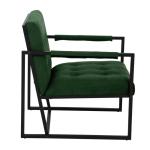 Jones Cocktailstoel, loungestoel, bekleed met stalen frame, fluwelen bekleding, donkergroen