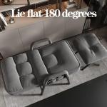 Fluwelen Accent Fauteuil voor Woonkamer Comfortabele Ligstoel met 6 snelheden Rugleuning Aanpassing Leesstoel voor Slaapkamer Stof Luie Sofa Stoel (Grijs 1)