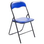 Felix, set van 2 klapstoelen, gestoffeerd, keukenstoelen met metalen frame, kunstleer, pvc-zitting, opklapbaar, campingstoelen, kleur: blauw/zwart