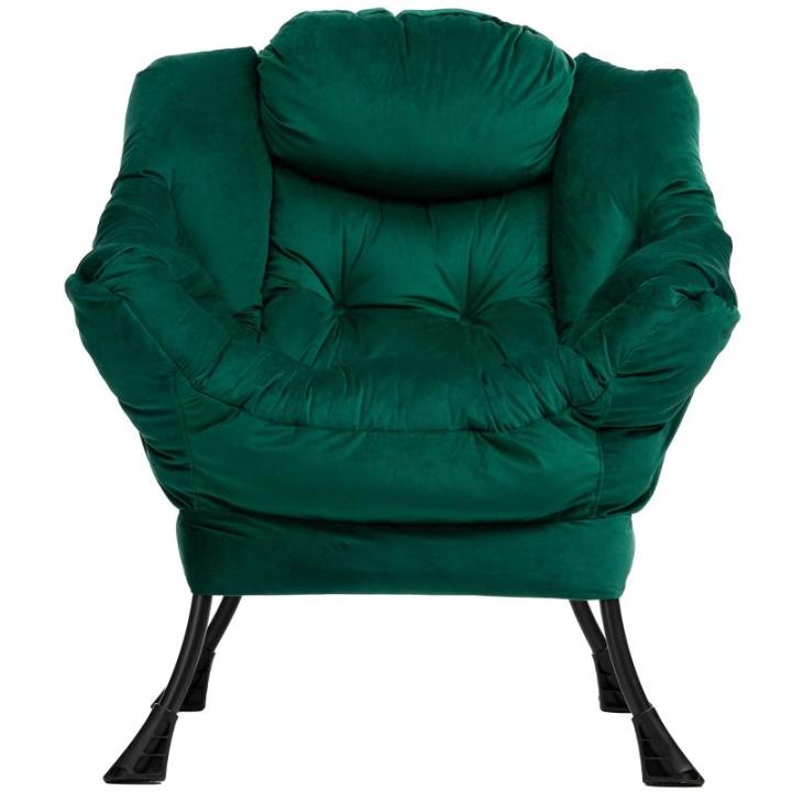 Relax Fauteuil Woonkamer Stoel Slaapkamer Stoel Lounge Stoel met Armleuningen Leesstoel Accentstoel met Stalen Frame, Groen