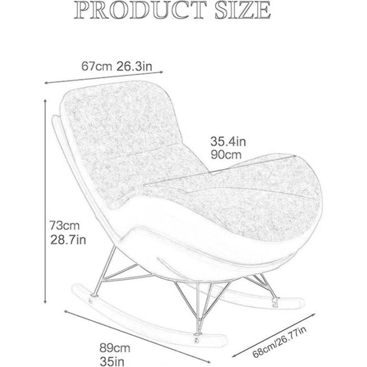 Moderne comfortabele bankschommelstoel voor binnen, gestoffeerde fluwelen loungestoel met dik kussen om te lezen, dutje in de woonkamer, meubelstoelen met accent in de woonkamer (b