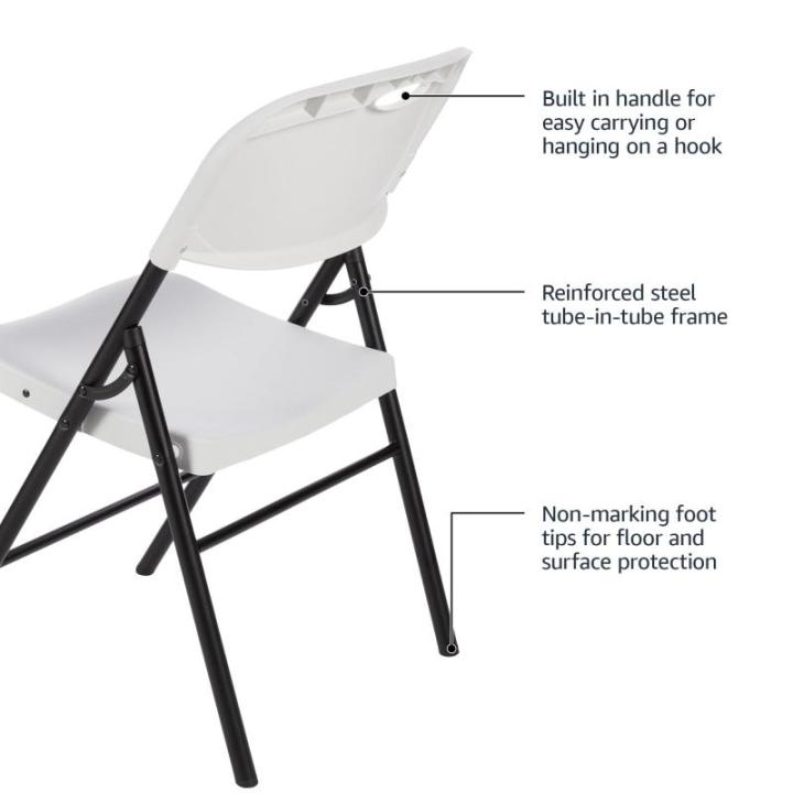 Plastic stoel, opvouwbaar, 157,5 kg capaciteit, wit, set van 4