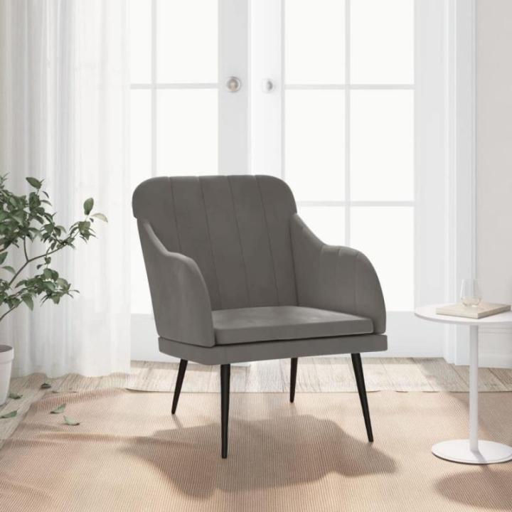 Fauteuil 63x76x80 cm fluweel donkergrijs, armstoel, relaxstoel, slaapkamerstoel, ligstoel, woonkamerstoel, fluwelen fauteuil, fluwelen armstoel