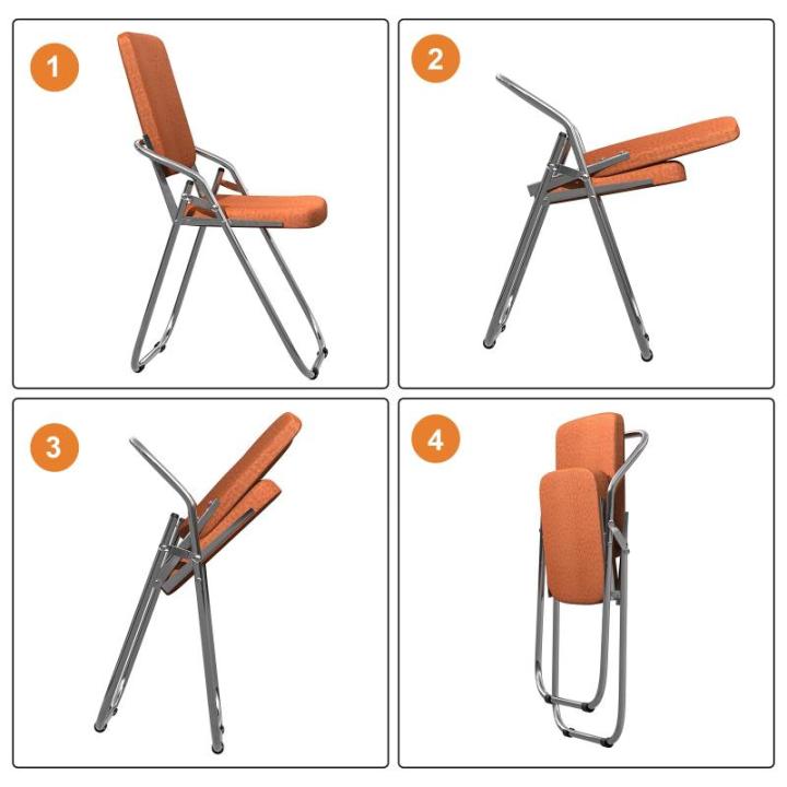 Klapstoel, eetstoelen, klapstoelen, set van 6 klapstoelen van leer en stalen frame, stabiele klapstoel, Furniture, conferentiestoel voor gasten of evenementen in de open lucht, ora