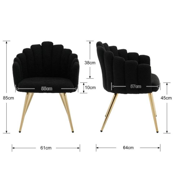 Fauteuils Fauteuil van imitatiebont voor woonkamer gestoffeerde kaptafel voor slaapkamer moderne accentstoel met metalen poten (zwart)