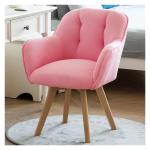 Fluwelen Swivel Fauteuil met Stevige Houten Benen voor Kleine Ruimten Roze Eetkamerstoel Accent Stoel Club Leisure Lounge Stoel.