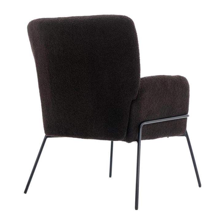 Freia Loungestoel, woonkamerstoel, cocktailstoel, gestoffeerde stoel, woonkamer, moderne accentstoel met rugleuning, relaxstoel, zwart