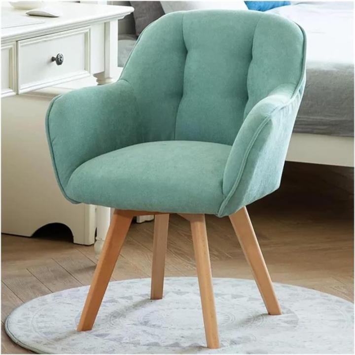 Stoelen, Stof Swivel Fauteuil Stoel Met Stevige Houten Benen Fluweel Gestoffeerde Stoel Eetkamerstoel Lounge Stoel Club Leisure Stoel/Blauw/44 * 44 * 80Cm