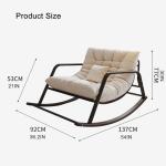 Moderne extra grote patio schommelstoel met hoge rugleuning fauteuil voor woonkamer slaapkamer comfortabele zijstoel met 420 lbs ondersteuning en ijzeren frame (grijs zwart, 92 x 1