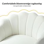 Fauteuil van fluweel met dikke rugleuning, moderne loungestoel met gouden poten, comfortabele armleuningstoel voor woonkamer, slaapkamer en eetkamerstoel, wit