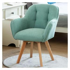 Moderne fluwelen draaibare fauteuil met stevige houten poten, stijlvolle accentstoel voor kleine ruimtes (blauw)