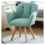 Fluwelen Swivel Fauteuil Stof Accent Stoel met Stevige Houten Benen voor Kleine Ruimten Blauw
