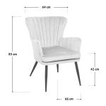 Sansa Fauteuil, corduroy, leesstoel, moderne gestoffeerde stoel met armleuning, loungestoel, grijs