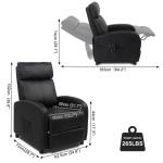 Televisiestoel, elektrische massagestoel, relaxstoel, tv-stoel met ligfunctie, ruststoel, leer (zwart)
