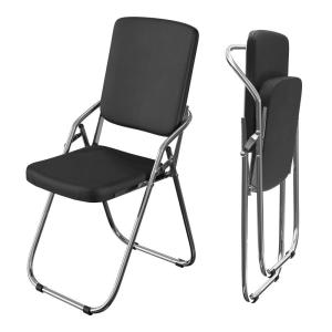 Klapstoel metaal - vouwstoel met soft-Skin gevoerd en rugleuning - zwarte klapstoel met armleuningen, klapstoel balkon camping klapstoelen vouwstoel klapstoel bijzetstoel gastensto