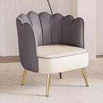 loungestoel, comfortabele stoel voor slaapkamer, ijdelheidsstoel moderne enkele sofa stoel bank accentstoel, gestoffeerde vatstoelen patchwork stof fauteuil dik kussen (kleur: grij