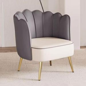 loungestoel, comfortabele stoel voor slaapkamer, ijdelheidsstoel moderne enkele sofa stoel bank accentstoel, gestoffeerde vatstoelen patchwork stof fauteuil dik kussen (kleur: grij