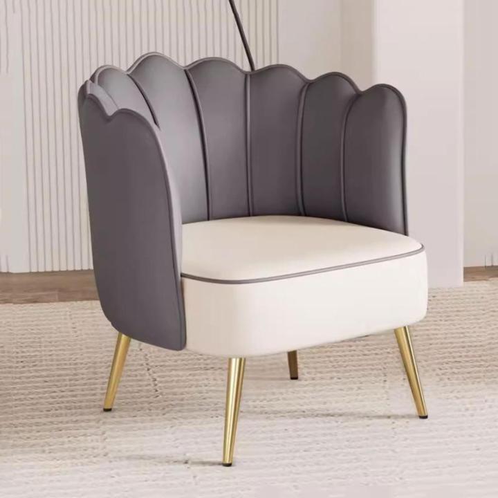 loungestoel, comfortabele stoel voor slaapkamer, ijdelheidsstoel moderne enkele sofa stoel bank accentstoel, gestoffeerde vatstoelen patchwork stof fauteuil dik kussen (kleur: grij