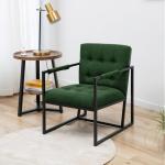 Jones Cocktailstoel, loungestoel, bekleed met stalen frame, fluwelen bekleding, donkergroen