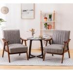 Mid Century Moderne fauteuil, fauteuil, houten frame, leesstoel voor woonkamer of slaapkamer, casual gestoffeerde loungestoel met armleuning voor eetkamer