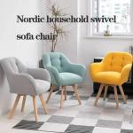 Stoelen, Stof Swivel Fauteuil Stoel Met Stevige Houten Benen Fluweel Gestoffeerde Stoel Eetkamerstoel Lounge Stoel Club Leisure Stoel/Blauw/44 * 44 * 80Cm